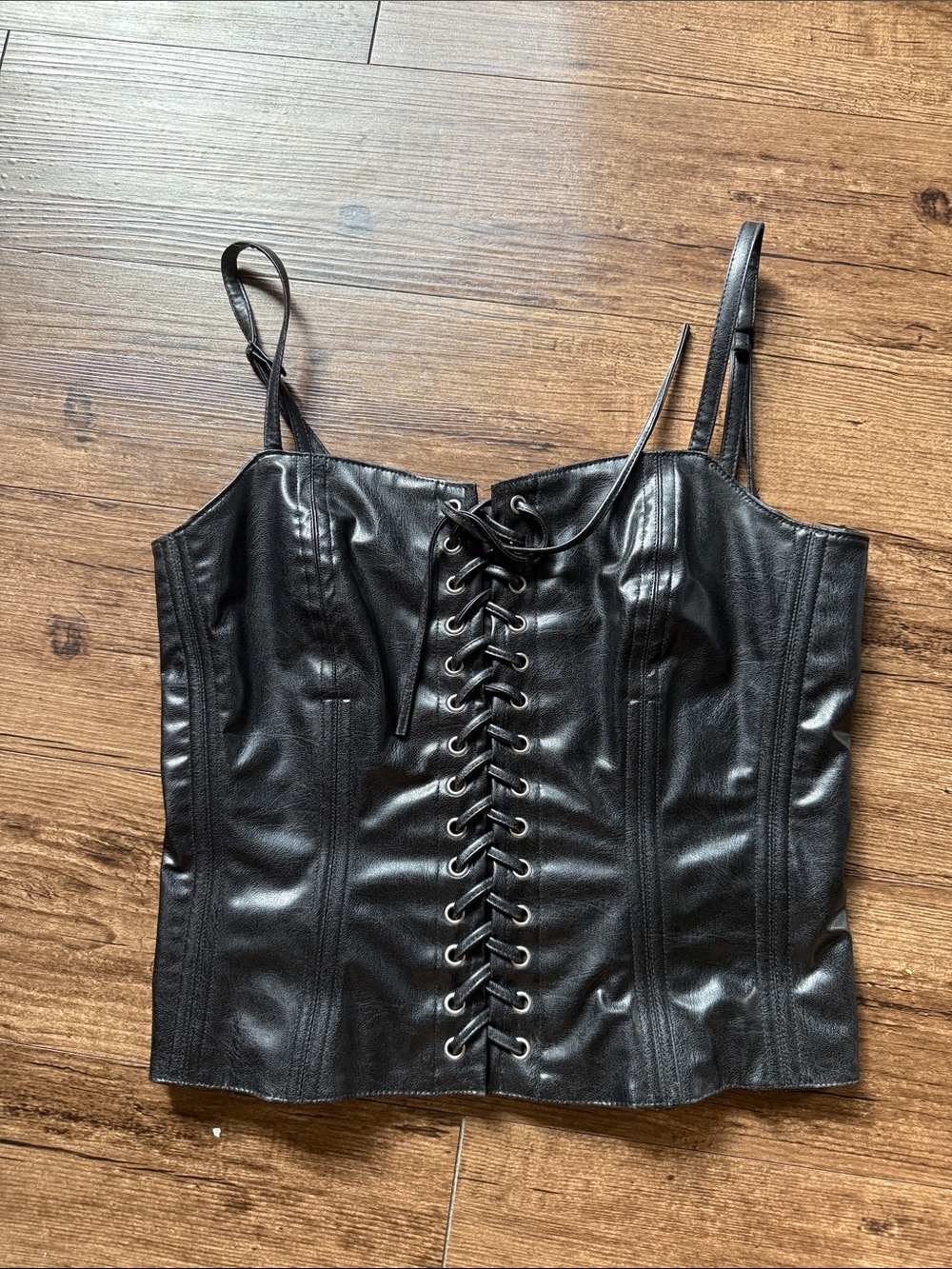 Rare Vintage Tripp NYC Leather Lace Up Corset Bustier Top